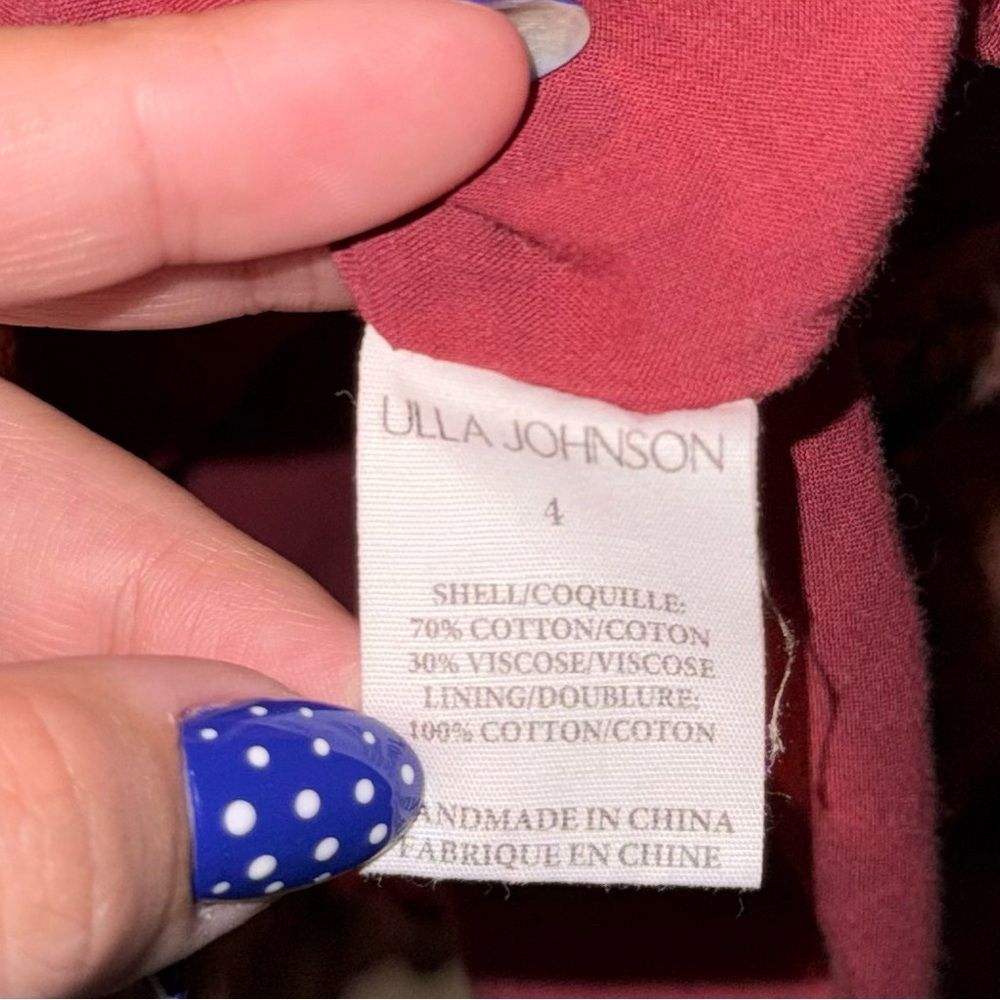 Ulla Johnson Juniper Mini Dress In Rosebud Crimson Size 4 - Picture 5 of 6
